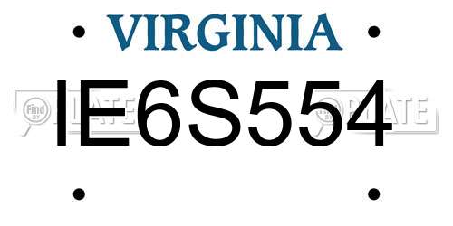IE6S554 Virginia License Plate