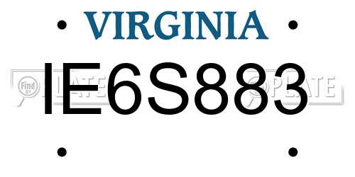 IE6S883 Virginia License Plate