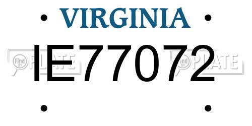 IE77072 Virginia License Plate