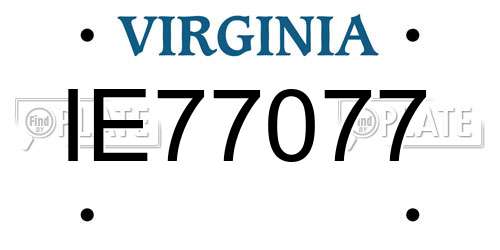 IE77077 Virginia License Plate