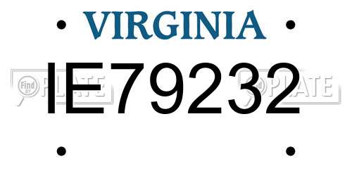 IE79232 Virginia License Plate