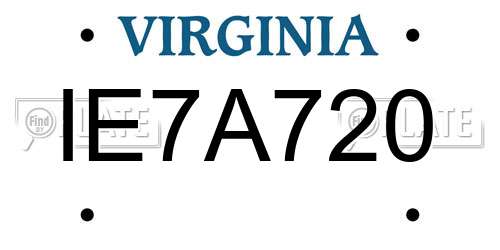 IE7A720 Virginia License Plate