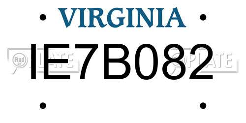 IE7B082 Virginia License Plate
