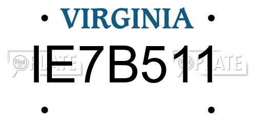 IE7B511 Virginia License Plate
