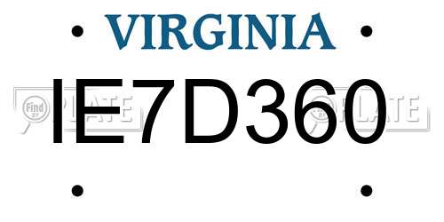 IE7D360 Virginia License Plate