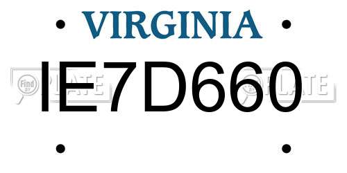 IE7D660 Virginia License Plate
