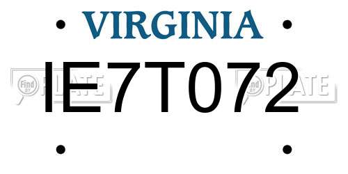 IE7T072 Virginia License Plate