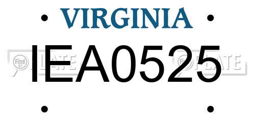 IEA0525 Virginia License Plate