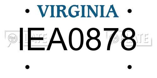 IEA0878 Virginia License Plate