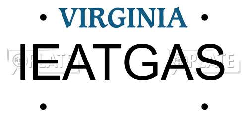 IEATGAS Virginia License Plate