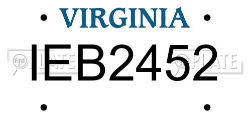 IEB2452 Virginia License Plate