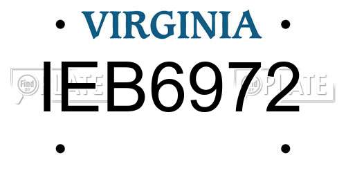 IEB6972 Virginia License Plate