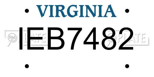 IEB7482 Virginia License Plate