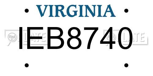 IEB8740 Virginia License Plate