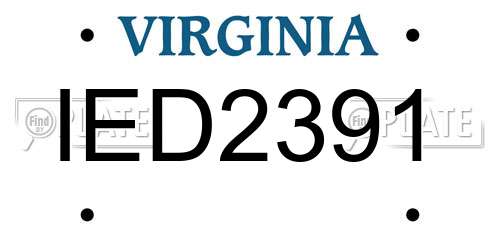 IED2391 Virginia License Plate