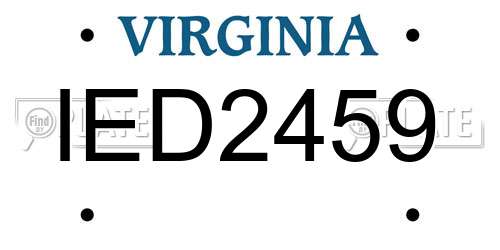 IED2459 Virginia License Plate