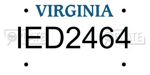 IED2464 Virginia License Plate