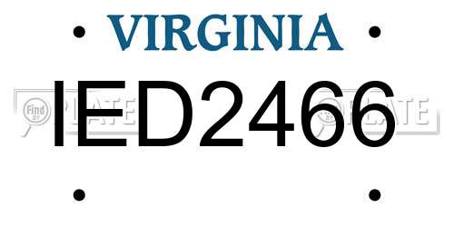 IED2466 Virginia License Plate