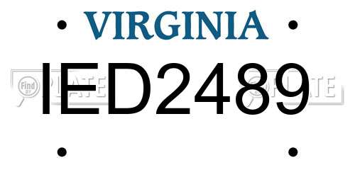 IED2489 Virginia License Plate