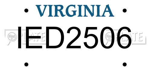 IED2506 Virginia License Plate