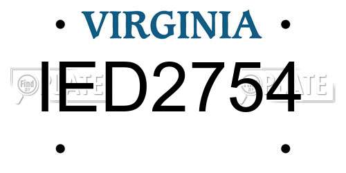 IED2754 Virginia License Plate