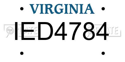 IED4784 Virginia License Plate
