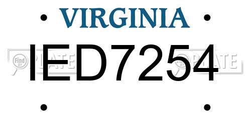 IED7254 Virginia License Plate