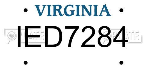 IED7284 Virginia License Plate