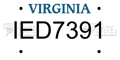 IED7391 Virginia License Plate