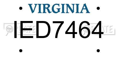 IED7464 Virginia License Plate