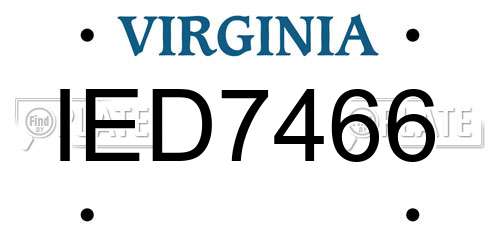 IED7466 Virginia License Plate