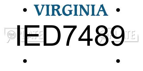 IED7489 Virginia License Plate