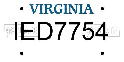 IED7754 Virginia License Plate