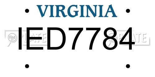 IED7784 Virginia License Plate