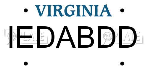 IEDABDD Virginia License Plate