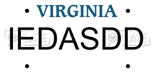 IEDASDD Virginia License Plate