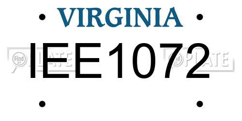 IEE1072 Virginia License Plate