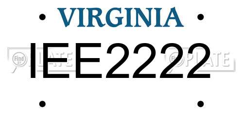 IEE2222 Virginia License Plate