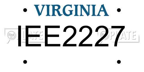 IEE2227 Virginia License Plate