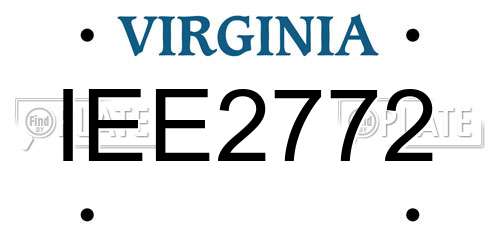 IEE2772 Virginia License Plate