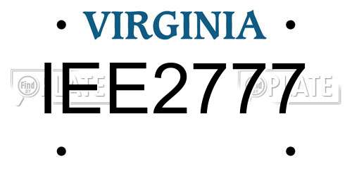 IEE2777 Virginia License Plate