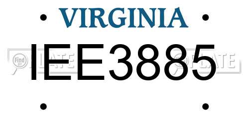 IEE3885 Virginia License Plate