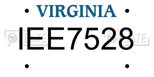 IEE7528 Virginia License Plate