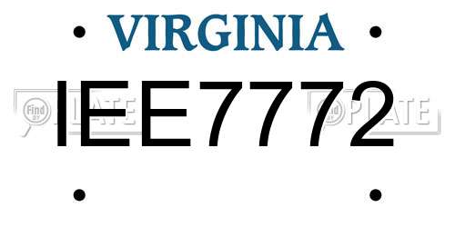 IEE7772 Virginia License Plate