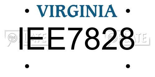 IEE7828 Virginia License Plate