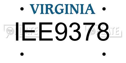 IEE9378 Virginia License Plate