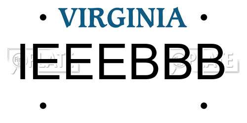 IEEEBBB Virginia License Plate