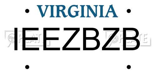 IEEZBZB Virginia License Plate