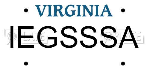 IEGSSSA Virginia License Plate