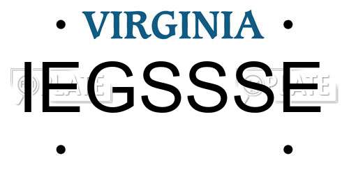 IEGSSSE Virginia License Plate